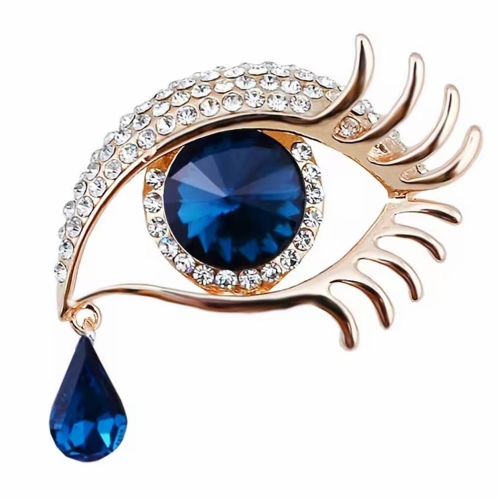 Elegant Blue and Gold Eye Brooch
